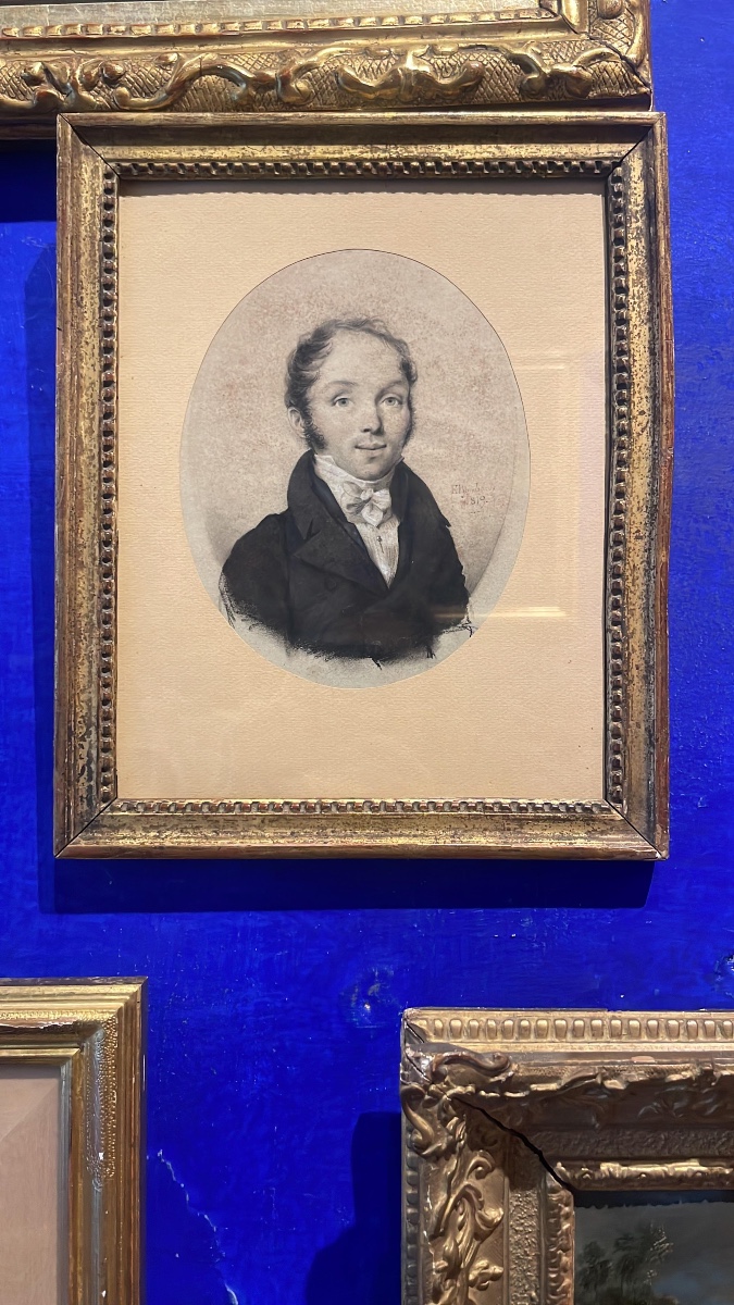 Ritratto maschile a pastello su carta, firmato e datato E. Bouchardy, 1819-photo-3