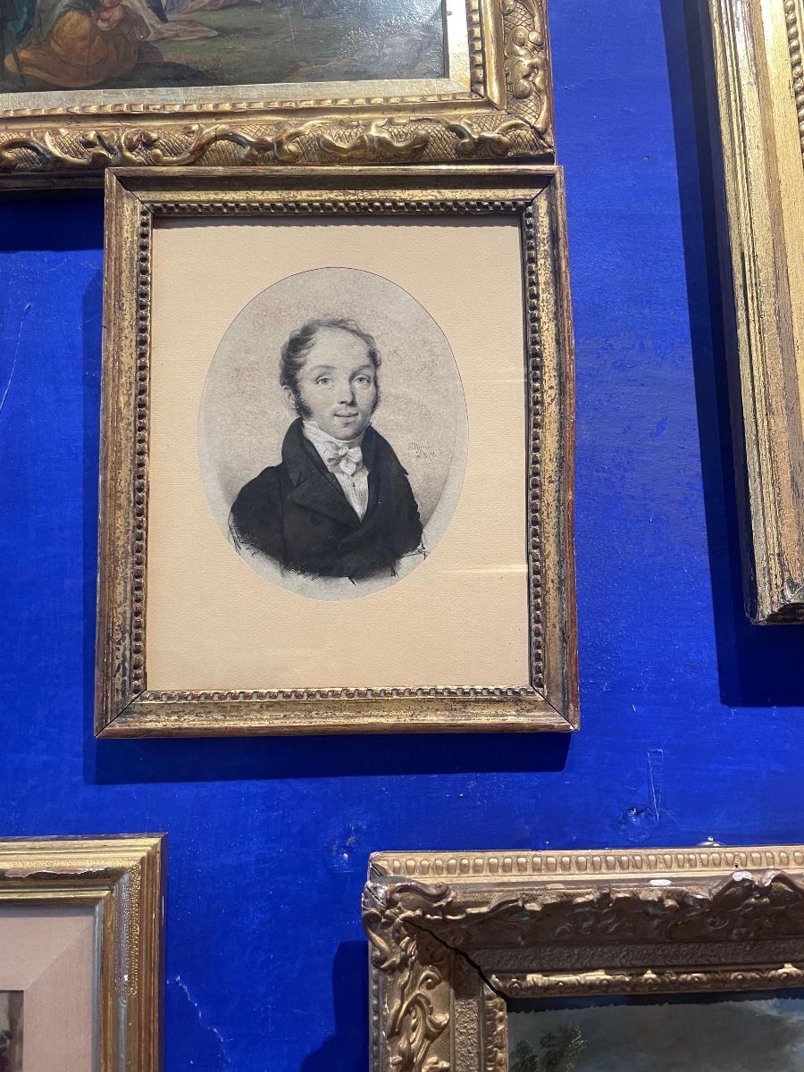 Ritratto maschile a pastello su carta, firmato e datato E. Bouchardy, 1819-photo-8