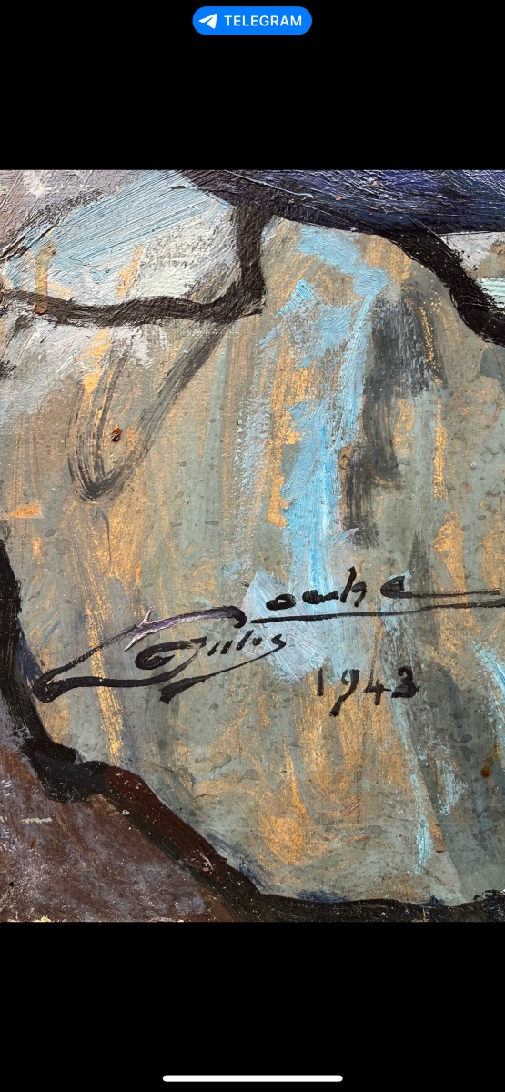 Ritratto Art Déco di giovane donna con bambola boudoir, 1943. Cm 91 x 63-photo-4