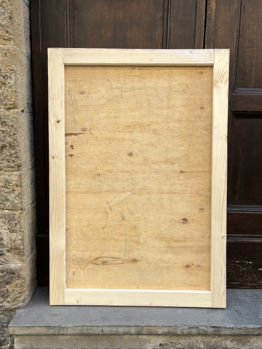 Ritratto Art Déco di giovane donna con bambola boudoir, 1943. Cm 91 x 63-photo-6