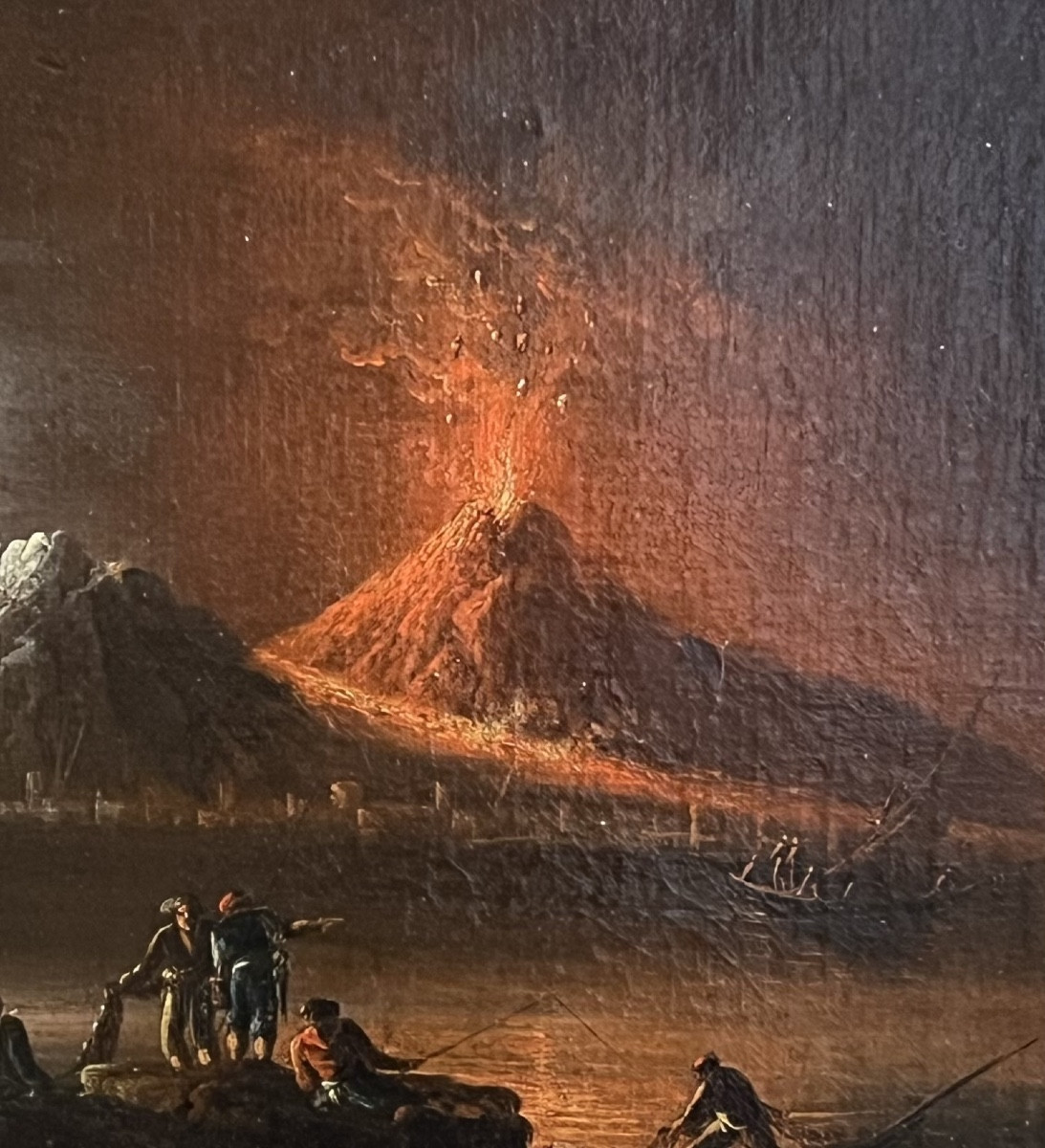 Veduta del Golfo di Napoli con eruzione notturna del Vesuvio, inizi XIX secolo, ambito Fidanza-photo-2