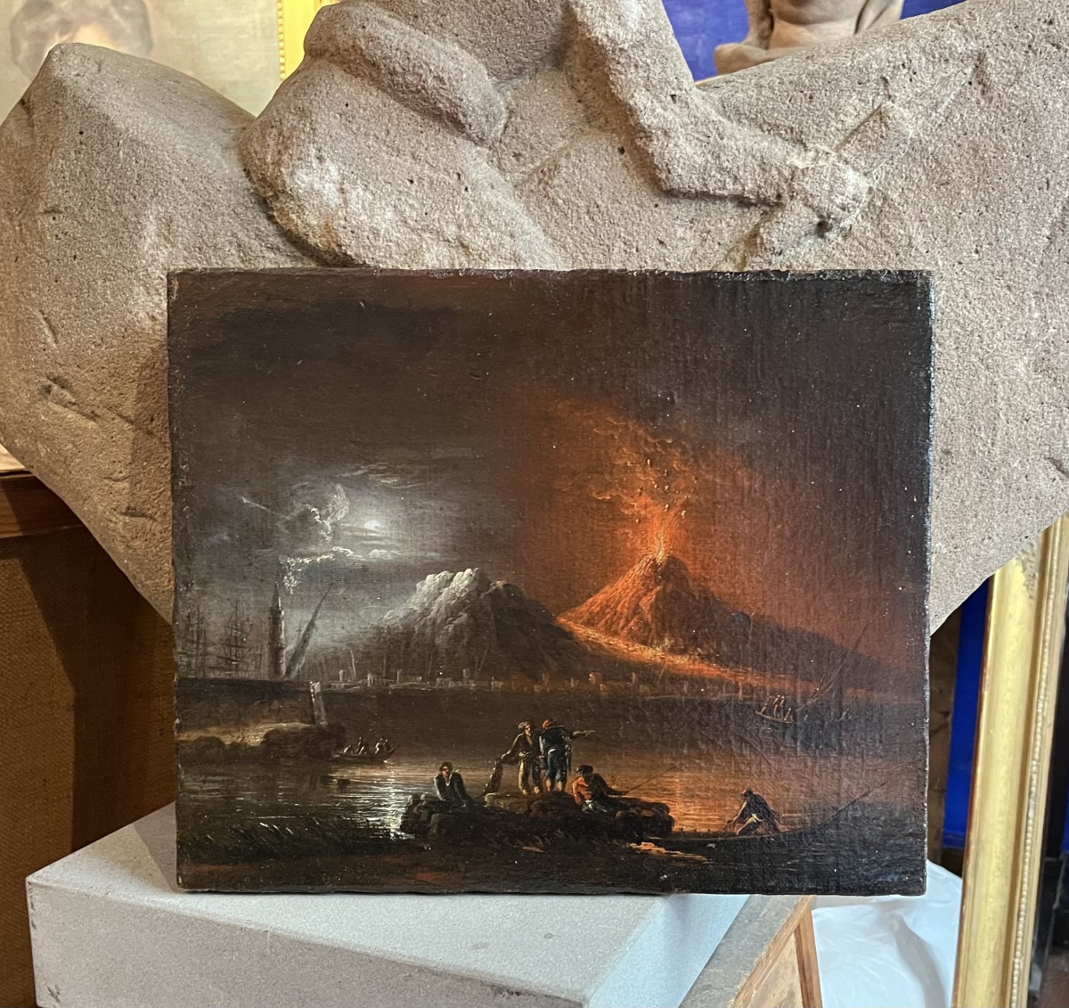 Veduta del Golfo di Napoli con eruzione notturna del Vesuvio, inizi XIX secolo, ambito Fidanza-photo-4