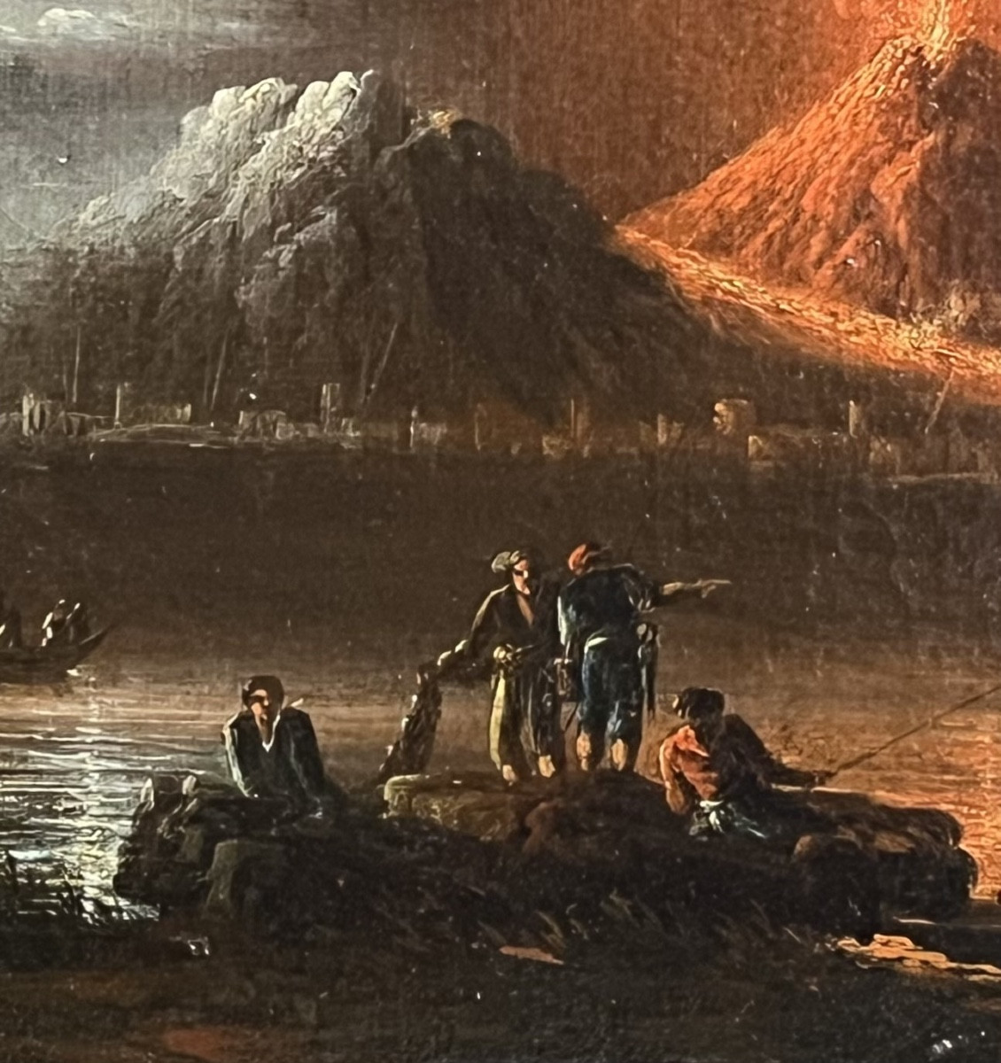 Veduta del Golfo di Napoli con eruzione notturna del Vesuvio, inizi XIX secolo, ambito Fidanza-photo-3