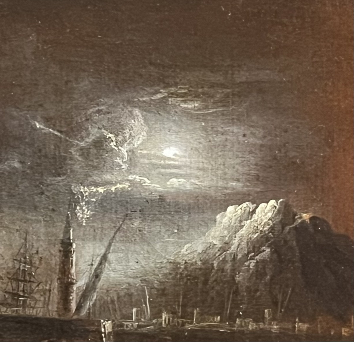 Veduta del Golfo di Napoli con eruzione notturna del Vesuvio, inizi XIX secolo, ambito Fidanza-photo-1