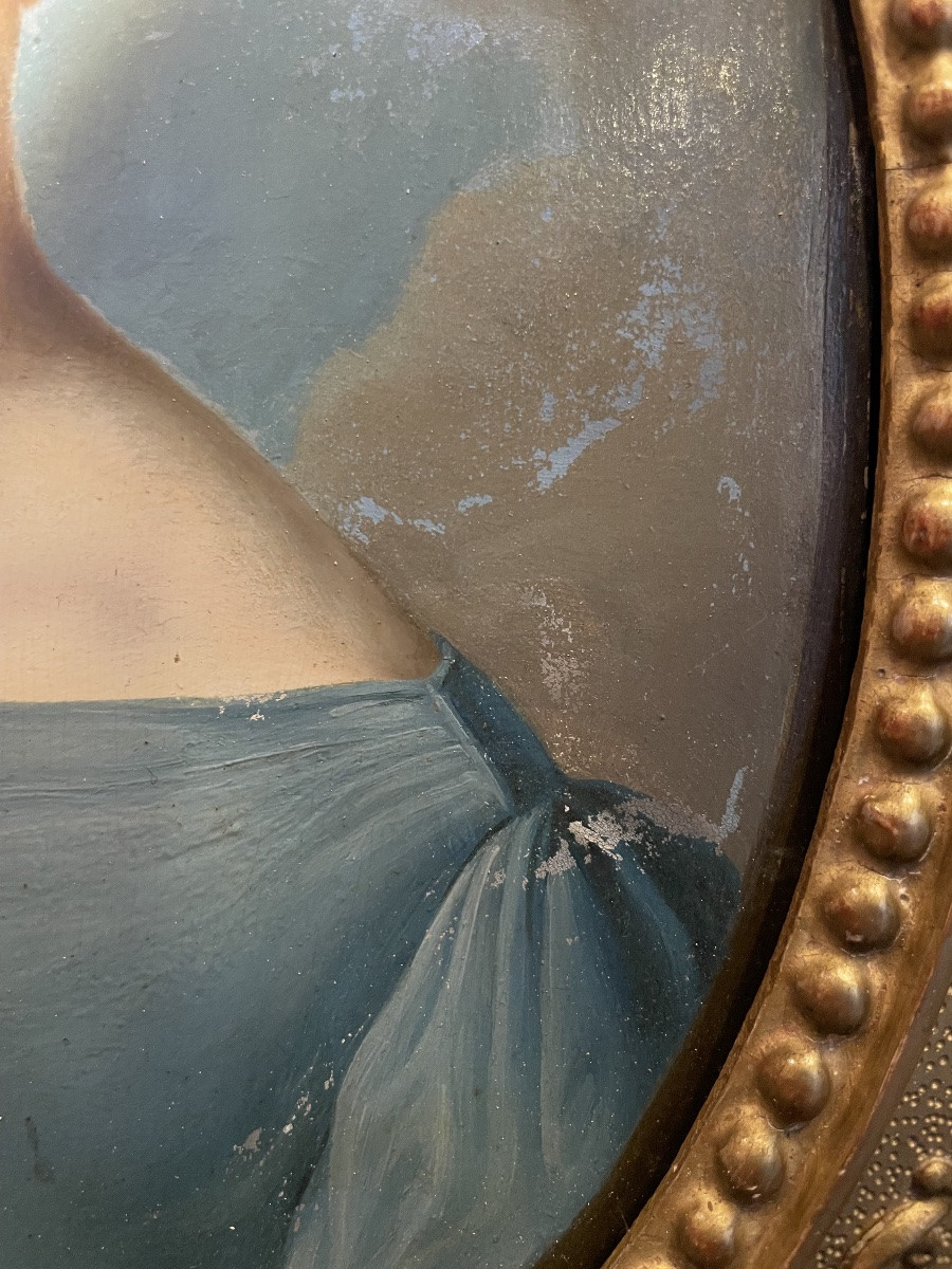 Ritratto di dama con ferronnière e abito azzurro. Scuola austriaca o nord italiana, ca. 1830  -photo-2