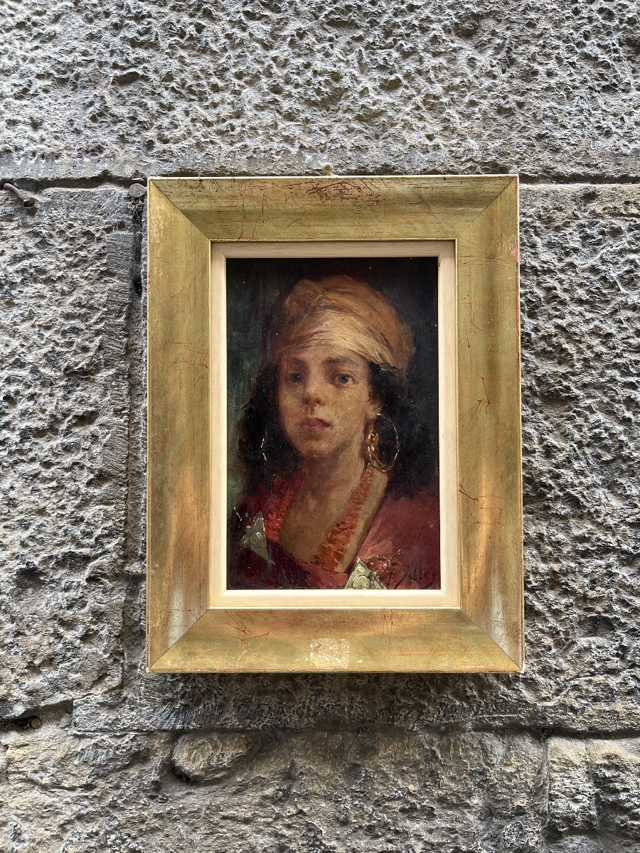 Pierre Alexandre Salles (1867-1915, Algeria) Ritratto Giovane orientale, cm 27,5 x 21-photo-6