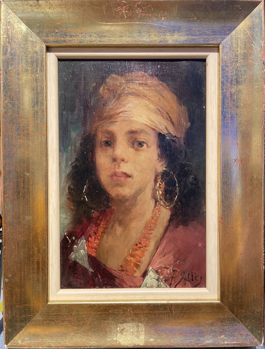 Pierre Alexandre Salles (1867-1915, Algeria) Ritratto Giovane orientale, cm 27,5 x 21