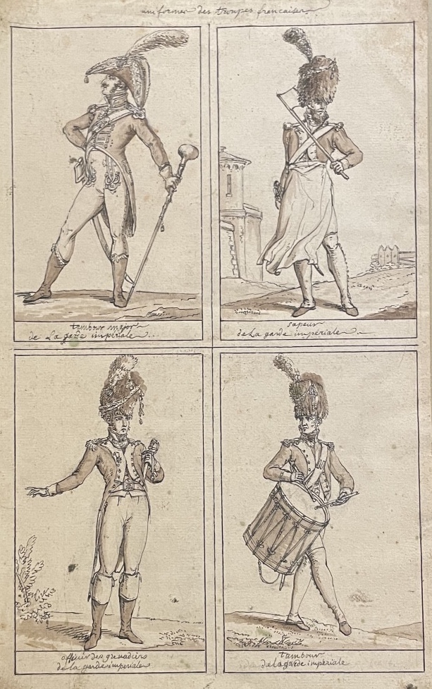 Scuola francese, inizi XIX secolo Quattro studi di militari della Guardia Imperiale francese 