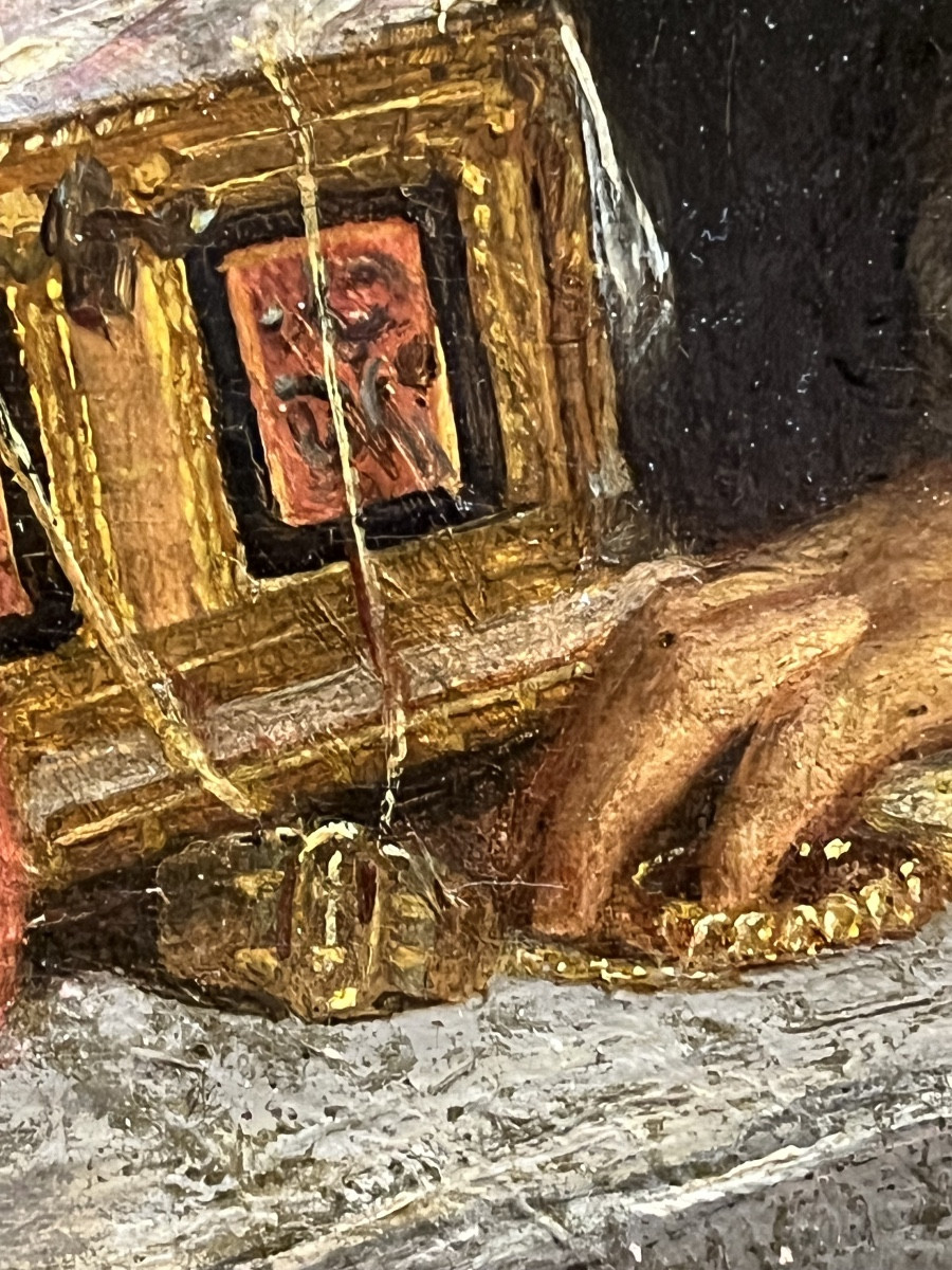 Brigante italiano nel rifugio con cofanetto di gioielli, firmato Pauwels, c.1850-photo-3