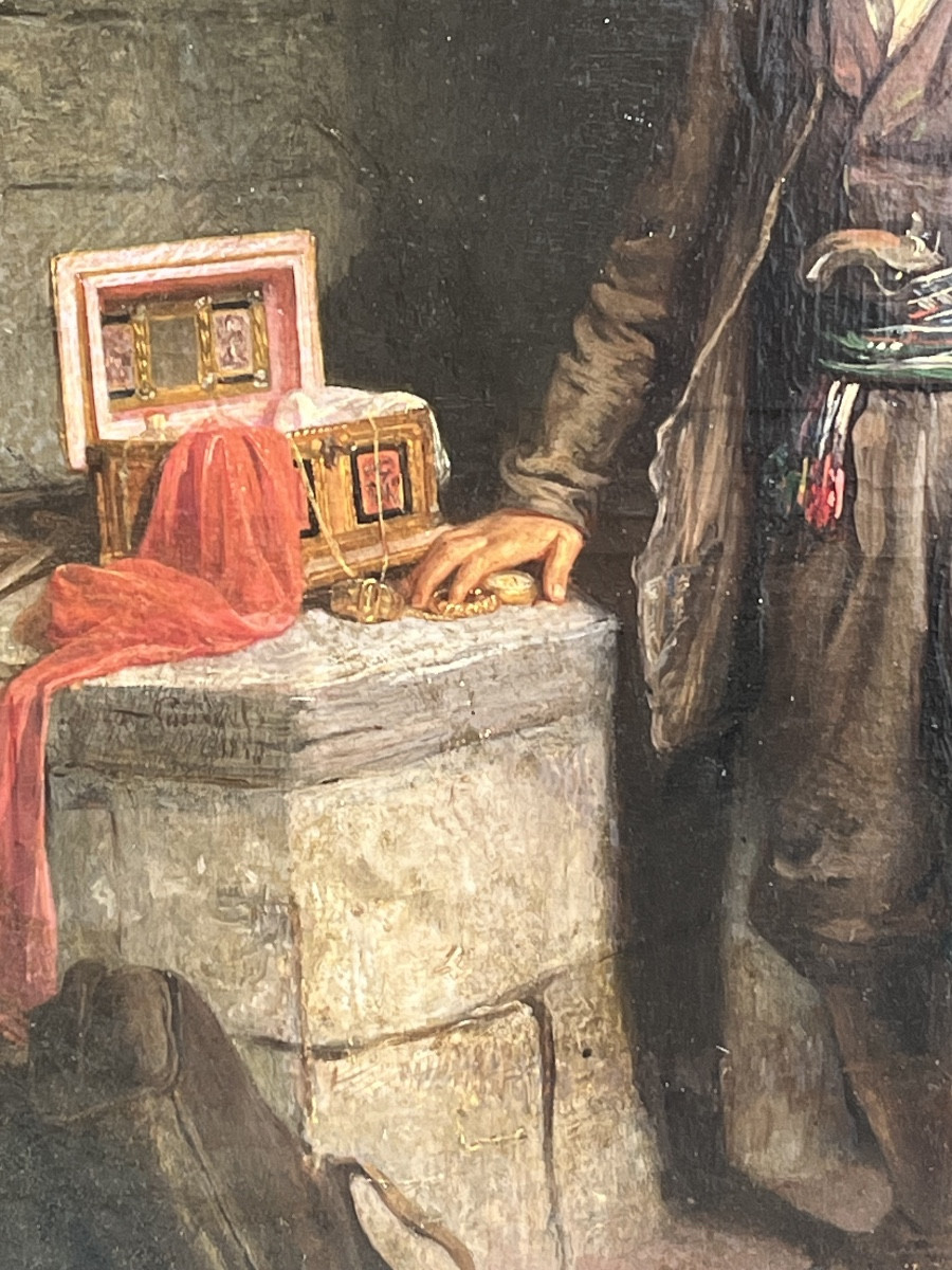 Brigante italiano nel rifugio con cofanetto di gioielli, firmato Pauwels, c.1850-photo-5