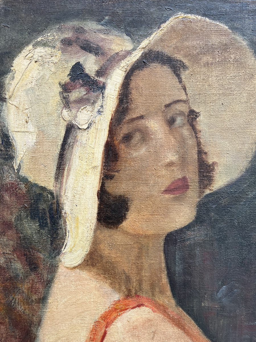 Ritratto femminile con cappello bianco, Vittorio Gussoni (?) (Milano, 1893 – Sanremo, 1968), ca-photo-2