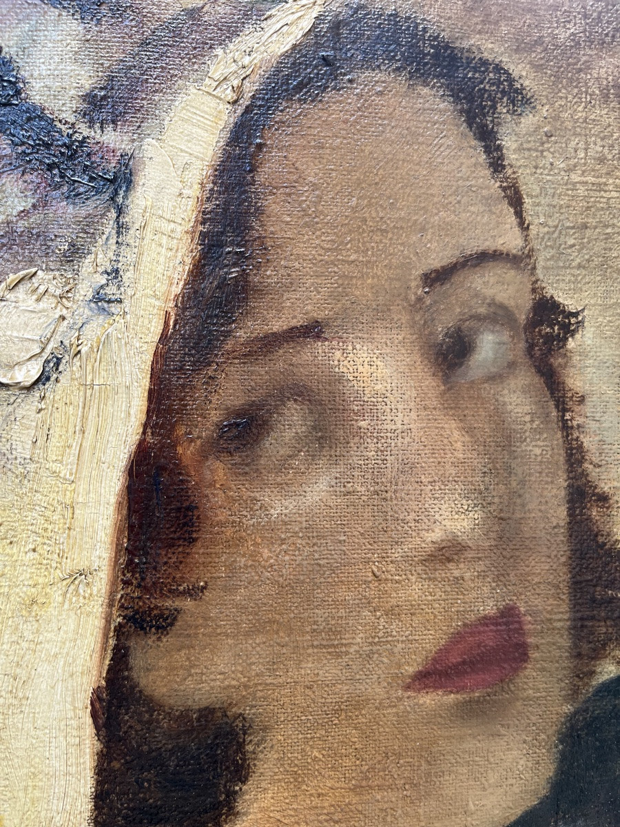 Ritratto femminile con cappello bianco, Vittorio Gussoni (?) (Milano, 1893 – Sanremo, 1968), ca-photo-7