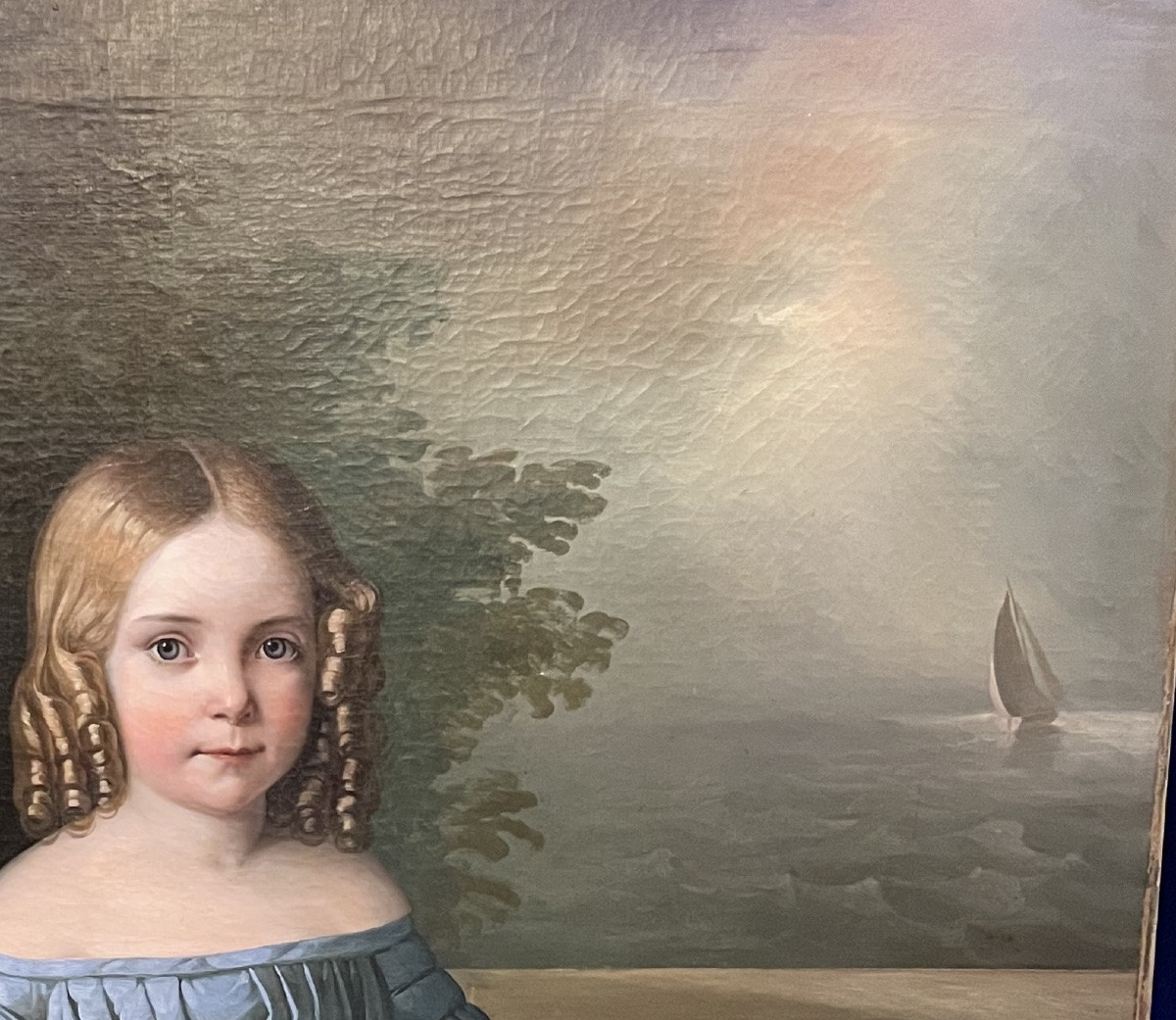 Ritratto di bambina con cane e modellino di casa tirolese, Nord Italia o Austria 1835-photo-5