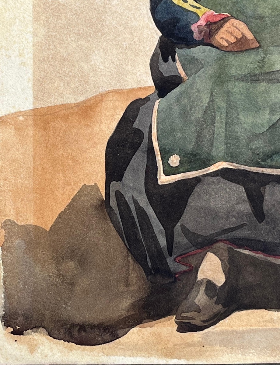 Donna italiana in costume della Ciociaria o d’Abruzzo, con fuso, XIX secolo  Acquerello -photo-2