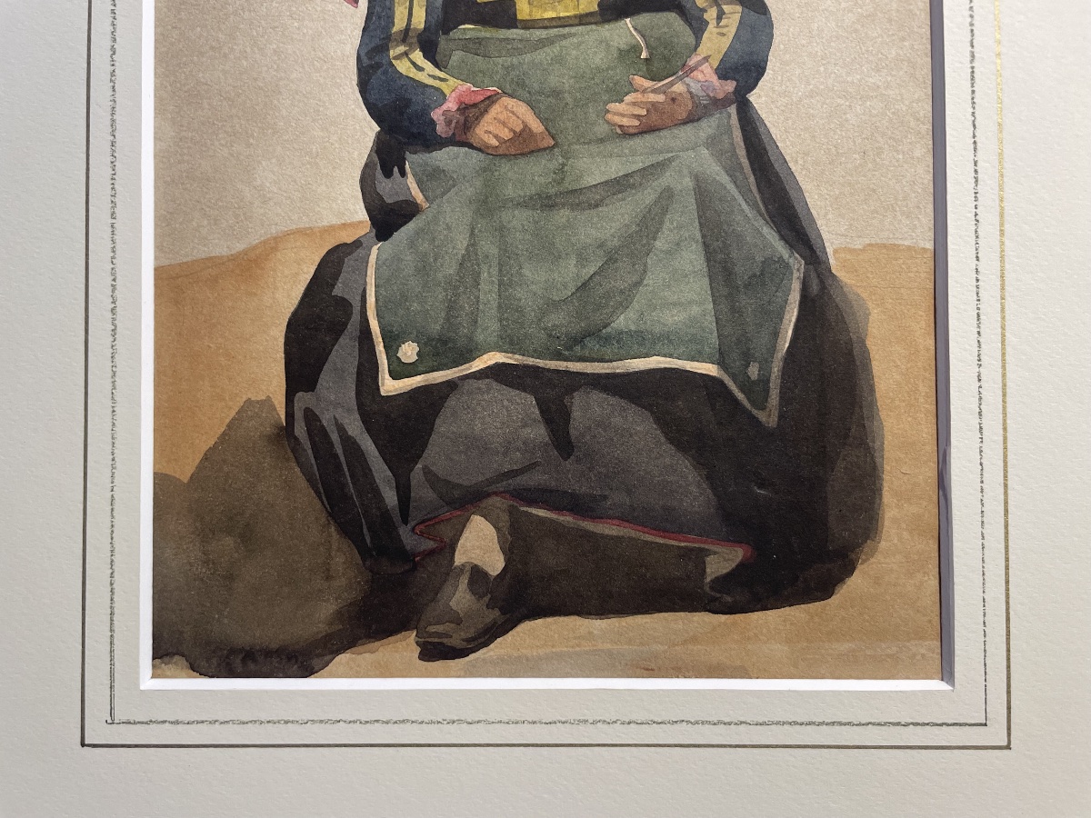 Donna italiana in costume della Ciociaria o d’Abruzzo, con fuso, XIX secolo  Acquerello -photo-8