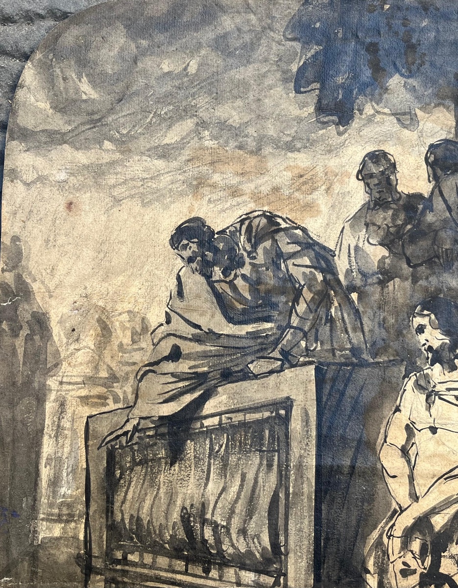 Ecce Homo. Cristo davanti a Pilato, disegno a lavis, XVIII/XIX sec-photo-3