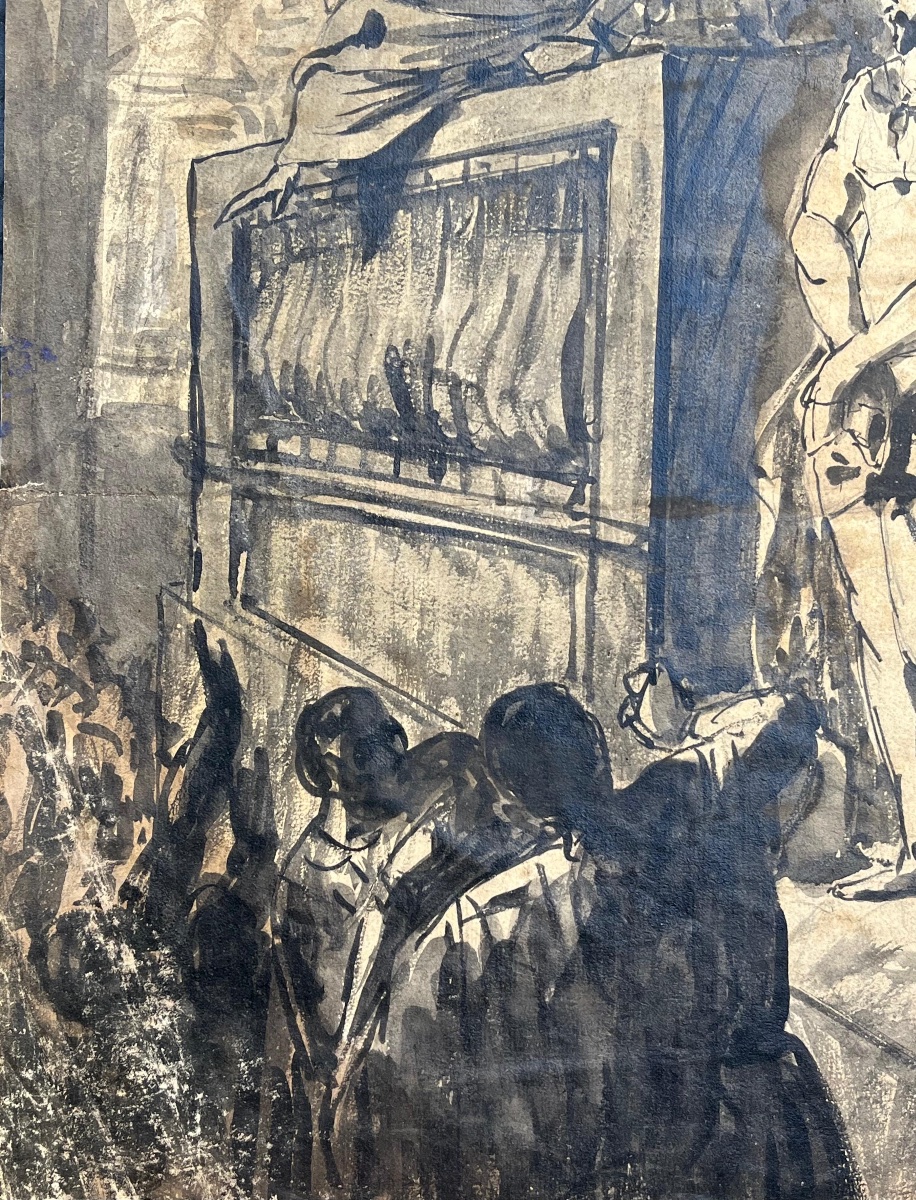 Ecce Homo. Cristo davanti a Pilato, disegno a lavis, XVIII/XIX sec-photo-1