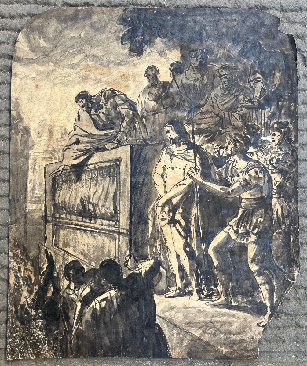 Ecce Homo. Cristo davanti a Pilato, disegno a lavis, XVIII/XIX sec