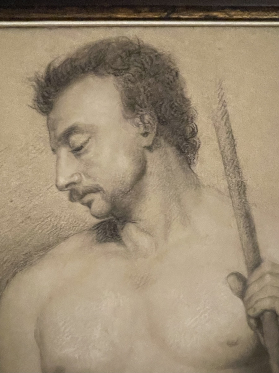 Studio accademico di nudo maschile con baffi e bastone, scuola fiorentina, XVIII - inizio XIXs -photo-3