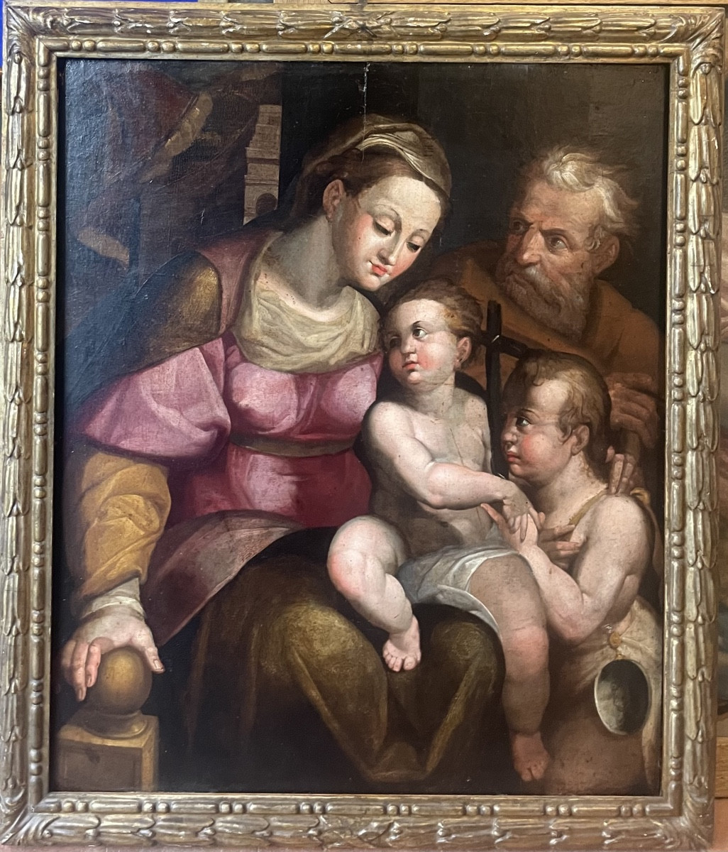 Sacra Famiglia con San Giovannino Ambito di Orazio Samacchini Scuola Bolognese XVI sec 