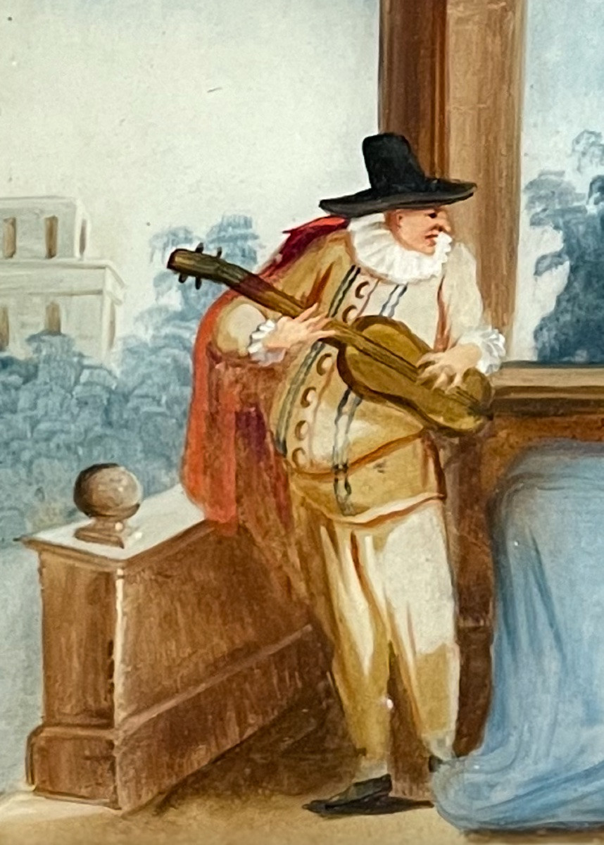 Dipinti sottovetro con scene galanti e musicali nel gusto di Pietro Longhi Venezia . XVIII sec-photo-2