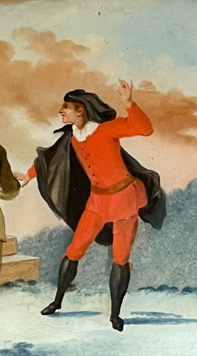 Dipinti sottovetro con scene galanti e musicali nel gusto di Pietro Longhi Venezia . XVIII sec-photo-3