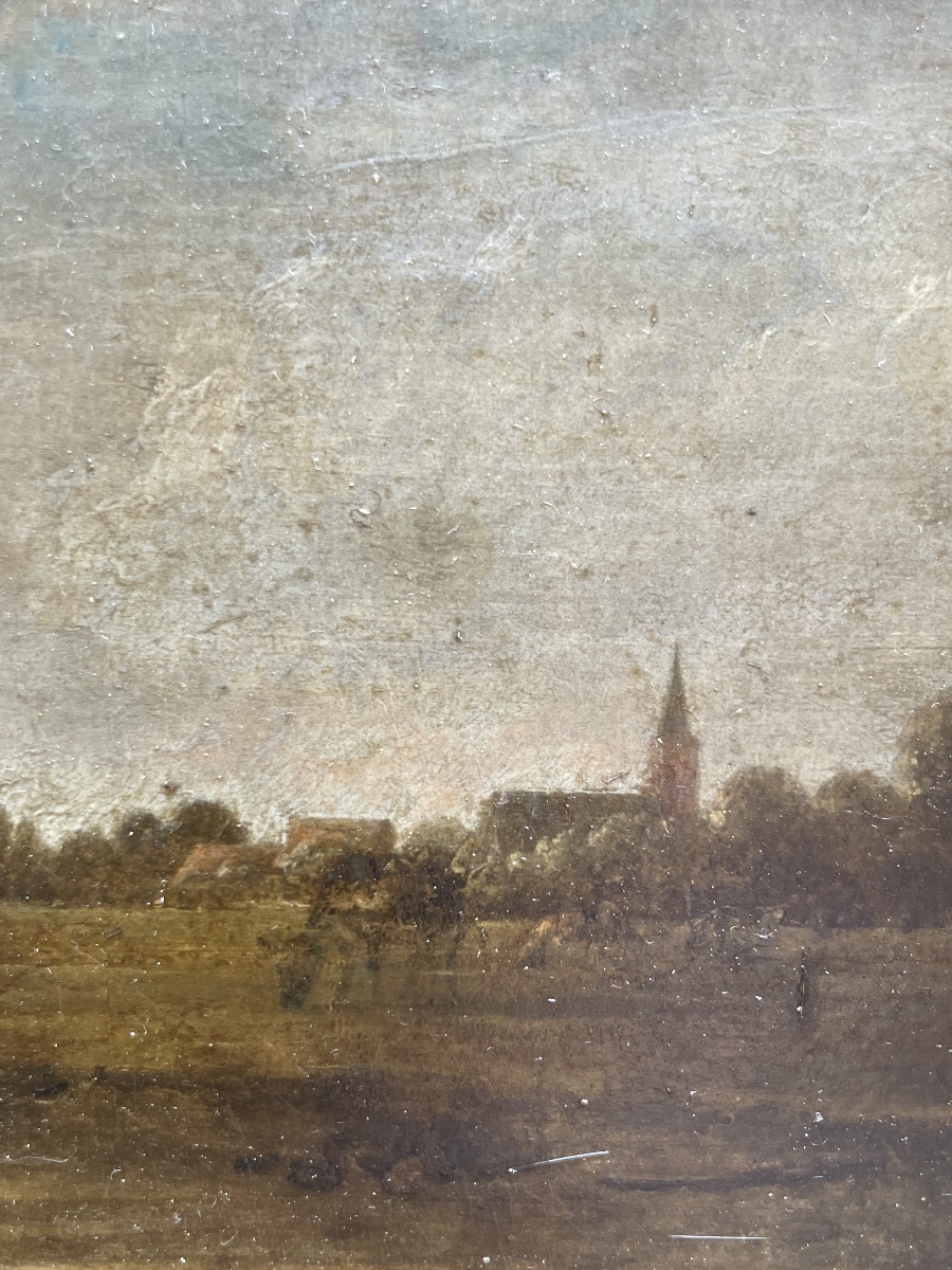 Ritratto di cavallo baio con coda mozzata in paesaggio  Scuola olandese del XVIII secolo  -photo-4