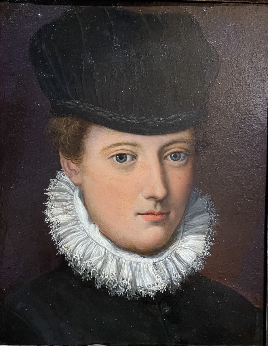 Alessandro Allori, atelier. Dama con cappello di velluto nero. Scuola fiorentina. XVI secolo.  