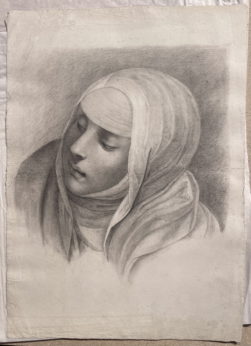 Studio accademico di testa di monaca, scuola fiorentina, fine XVIII - inizio XIX secolo 