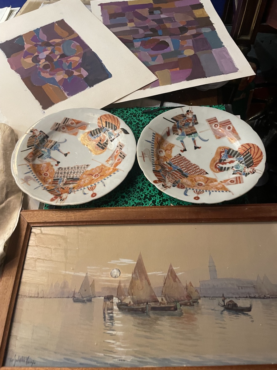 Gino Scalatelli (1876-1943?) Veduta di Venezia dalla Giudecca con bragozzi a vela al terzo  -photo-8
