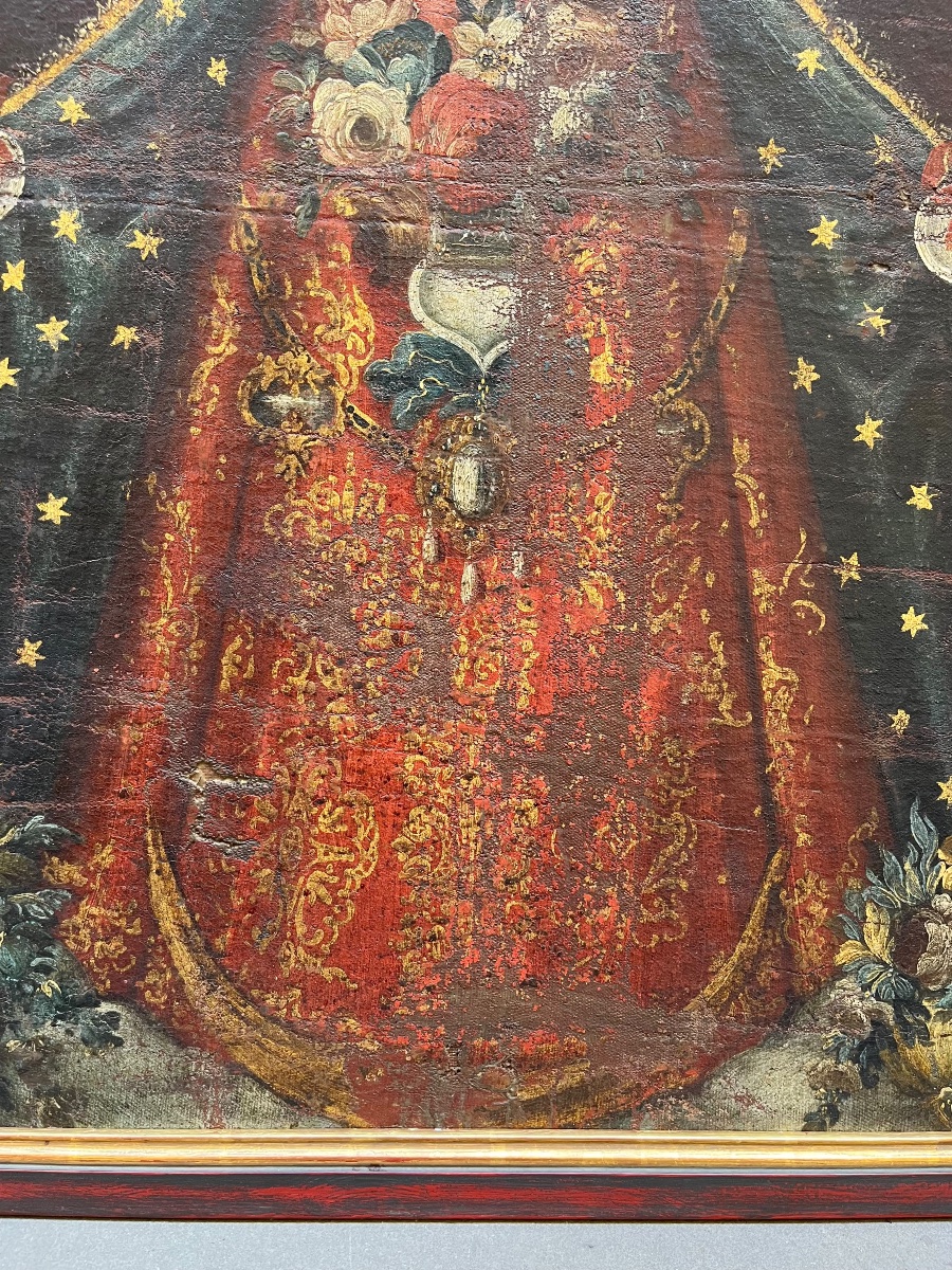 Madonna dell’Apocalisse con ex voto a cuore. Vicereame del Perù, arte coloniale, XVIII secolo  -photo-3