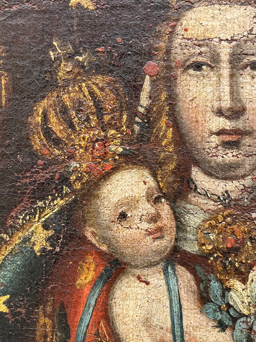 Madonna dell’Apocalisse con ex voto a cuore. Vicereame del Perù, arte coloniale, XVIII secolo  -photo-3