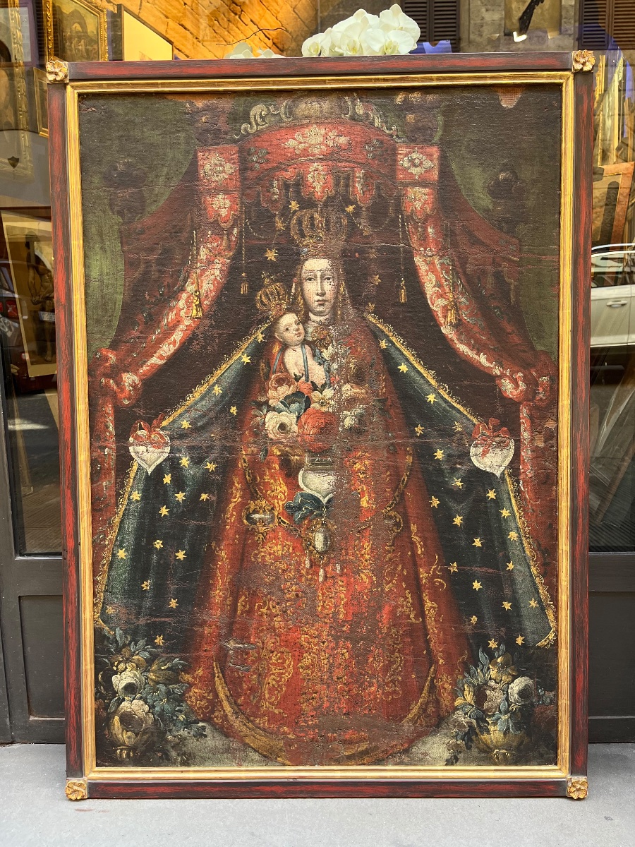 Madonna dell’Apocalisse con ex voto a cuore. Vicereame del Perù, arte coloniale, XVIII secolo  -photo-4