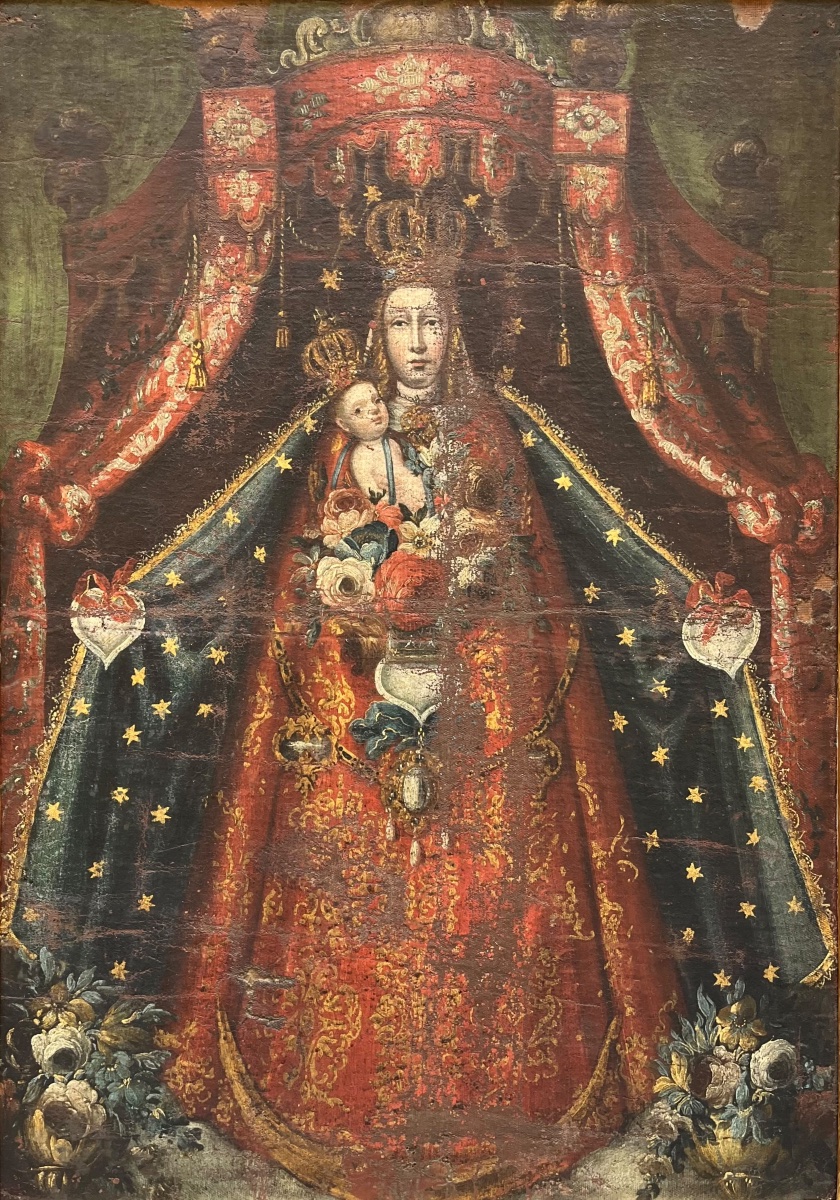 Madonna dell’Apocalisse con ex voto a cuore. Vicereame del Perù, arte coloniale, XVIII secolo  