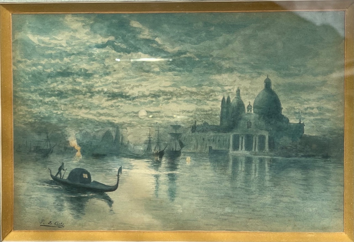 Venezia, veduta della laguna con Santa Maria della Salute e velieri, Pierre Leconte (1894-1946)-photo-2