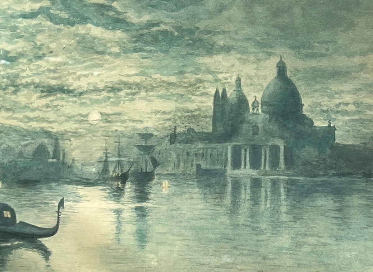 Venezia, veduta della laguna con Santa Maria della Salute e velieri, Pierre Leconte (1894-1946)-photo-3