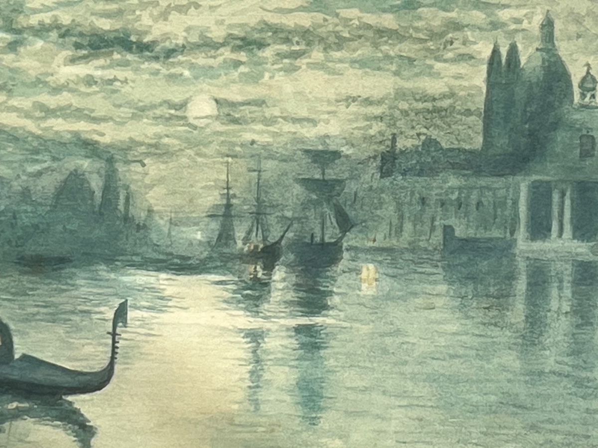 Venezia, veduta della laguna con Santa Maria della Salute e velieri, Pierre Leconte (1894-1946)-photo-1