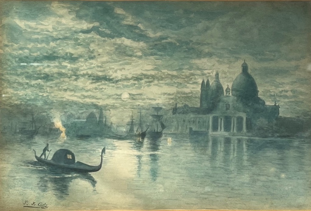 Venezia, veduta della laguna con Santa Maria della Salute e velieri, Pierre Leconte (1894-1946)
