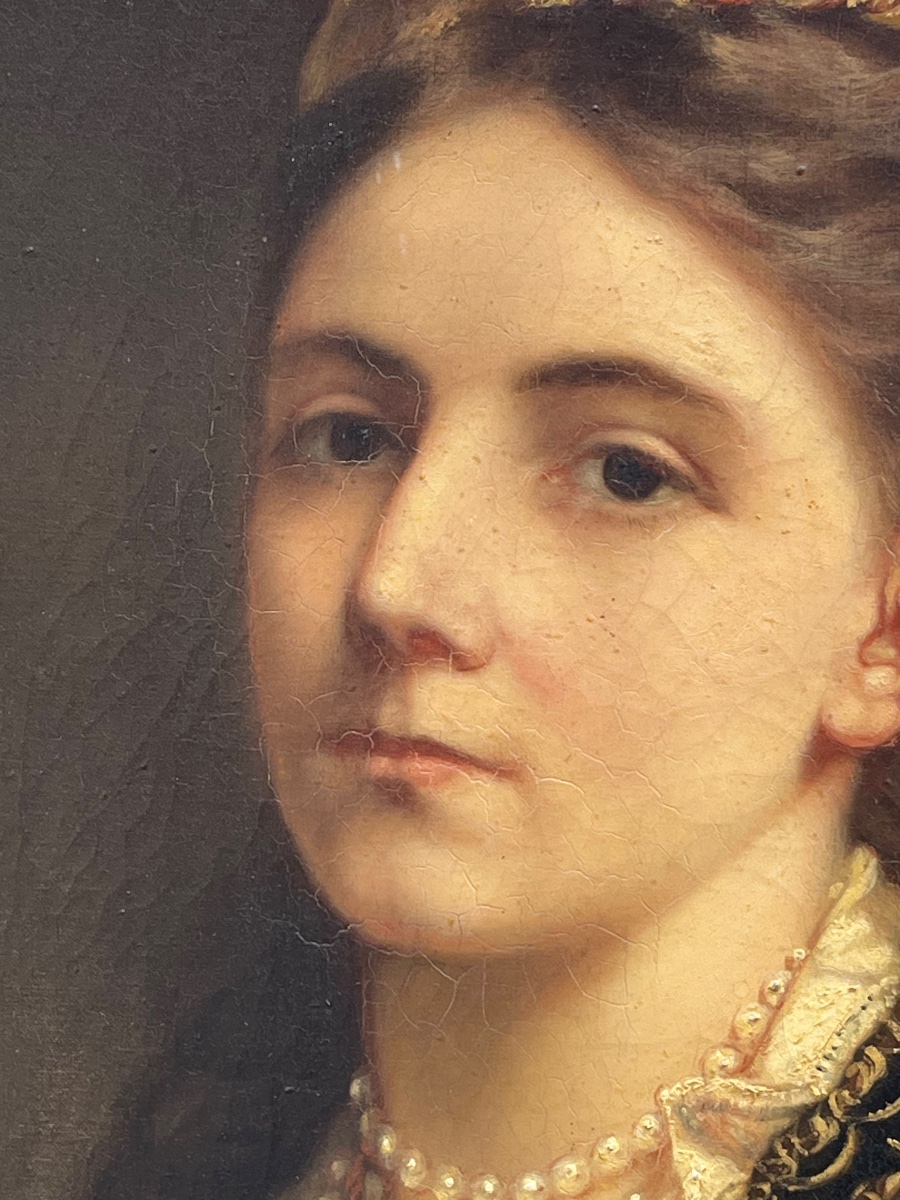 Ritratto di giovane donna in costume balcanico ottomano, firmato Emma Sterrer, ca. 1880-photo-3