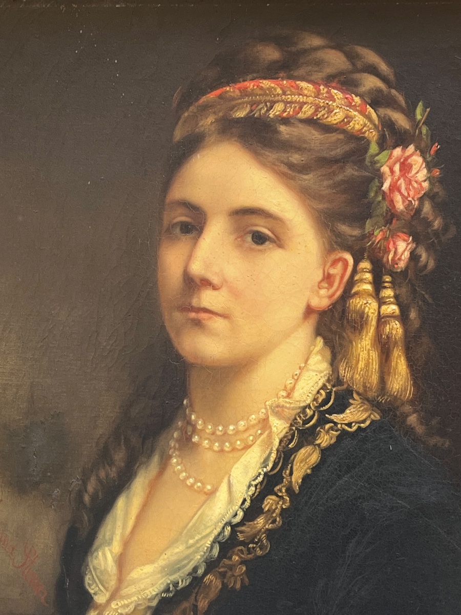 Ritratto di giovane donna in costume balcanico ottomano, firmato Emma Sterrer, ca. 1880-photo-6