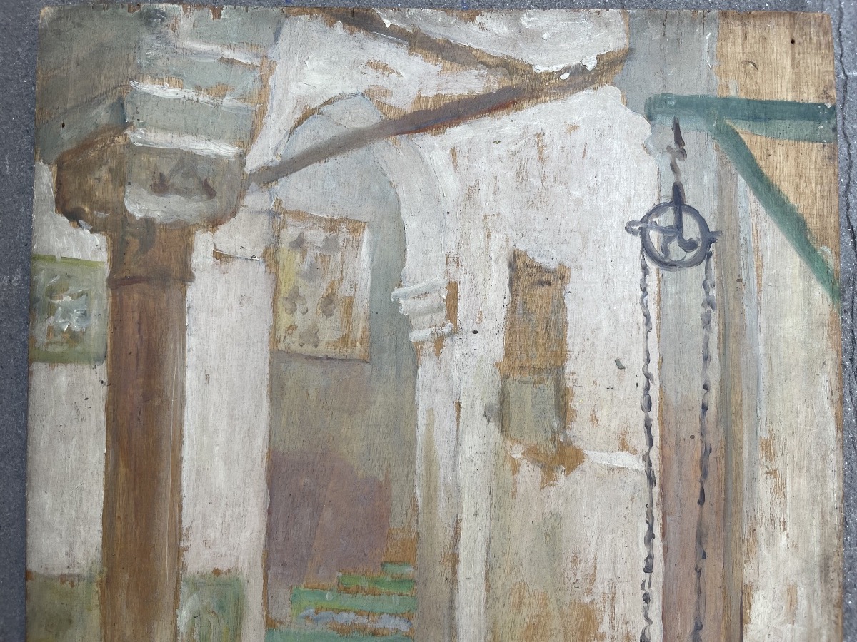 Henry d’Estienne (1872-1949) – Luce in un cortile nordafricano con pozzo-photo-2