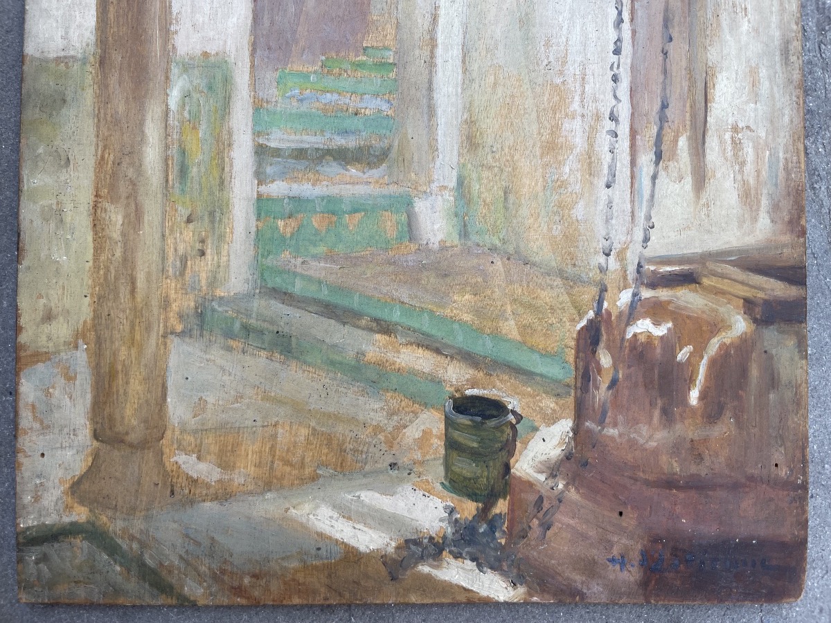 Henry d’Estienne (1872-1949) – Luce in un cortile nordafricano con pozzo-photo-3