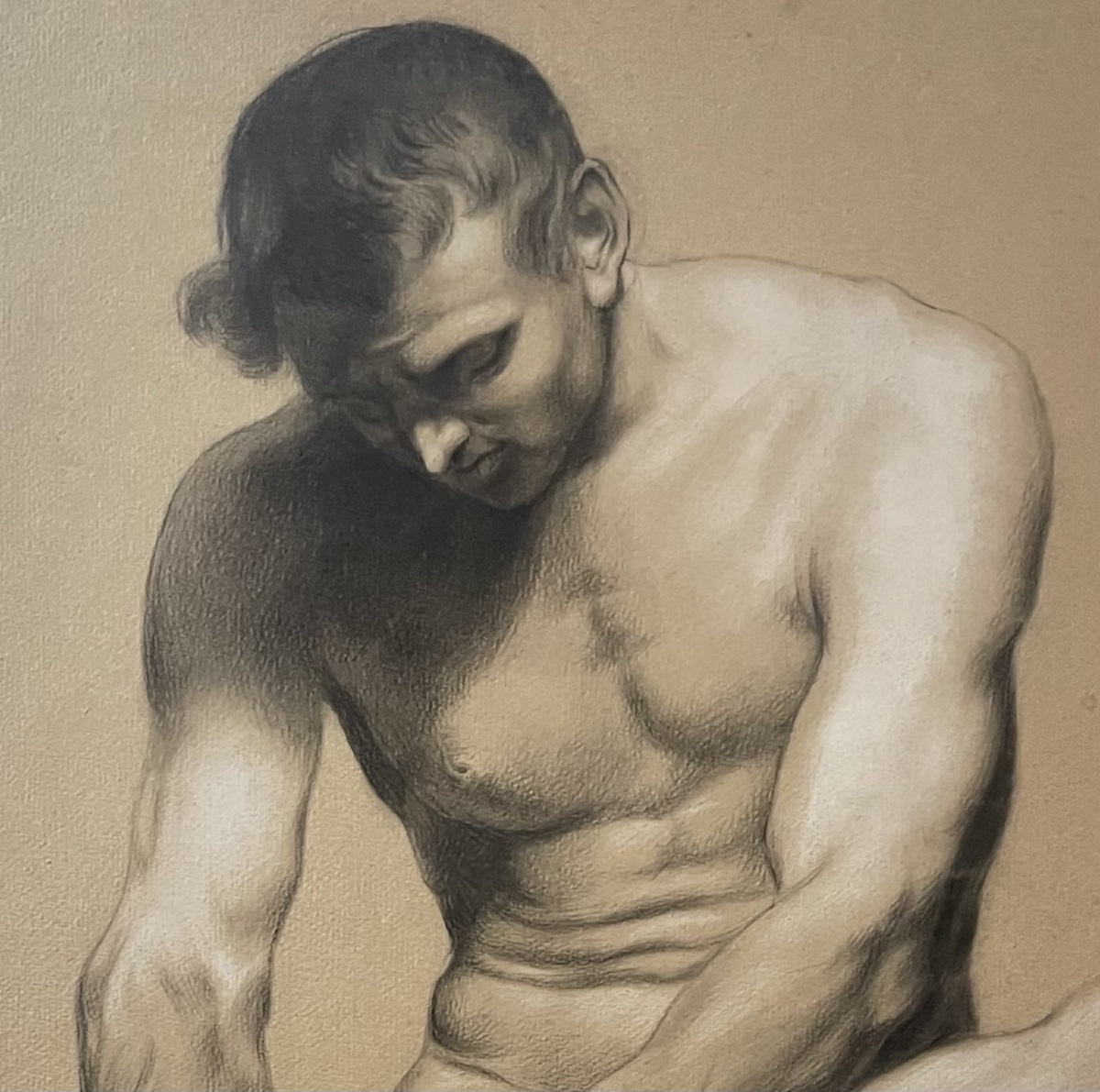 Disegno accademico di nudo, studio dello Spinario, scuola fiorentina, fine XVIII - inizio XIX-photo-3