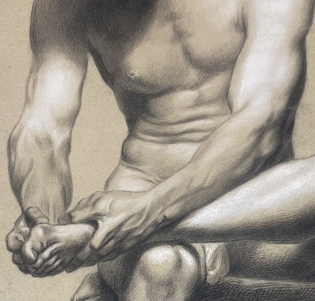 Disegno accademico di nudo, studio dello Spinario, scuola fiorentina, fine XVIII - inizio XIX-photo-4