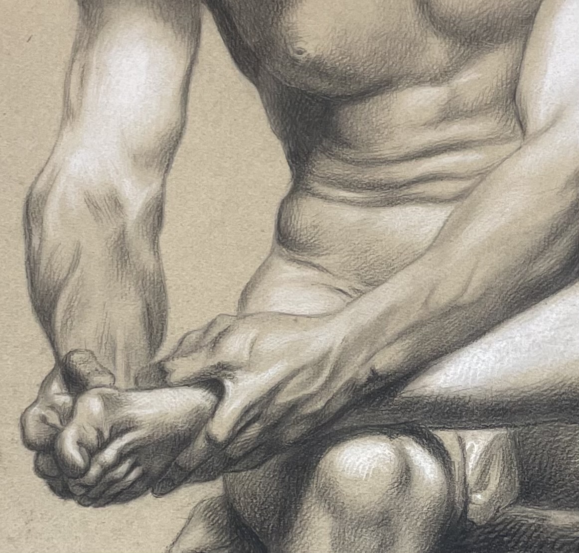 Disegno accademico di nudo, studio dello Spinario, scuola fiorentina, fine XVIII - inizio XIX-photo-1
