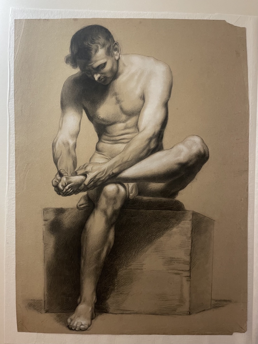 Disegno accademico di nudo, studio dello Spinario, scuola fiorentina, fine XVIII - inizio XIX-photo-8