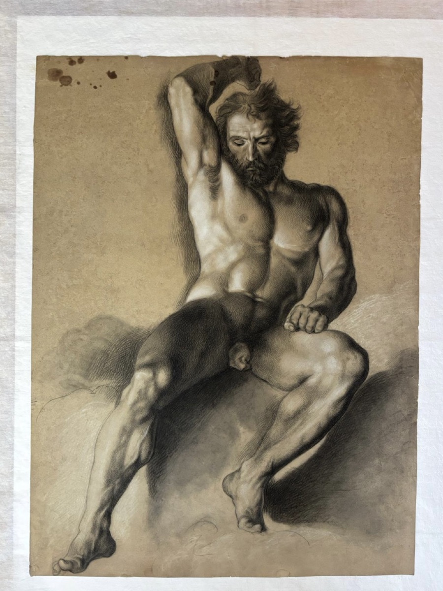 Studio accademico di nudo maschile, scuola fiorentina, verso 1800-photo-2