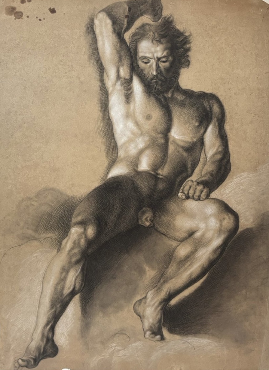 Studio accademico di nudo maschile, scuola fiorentina, verso 1800