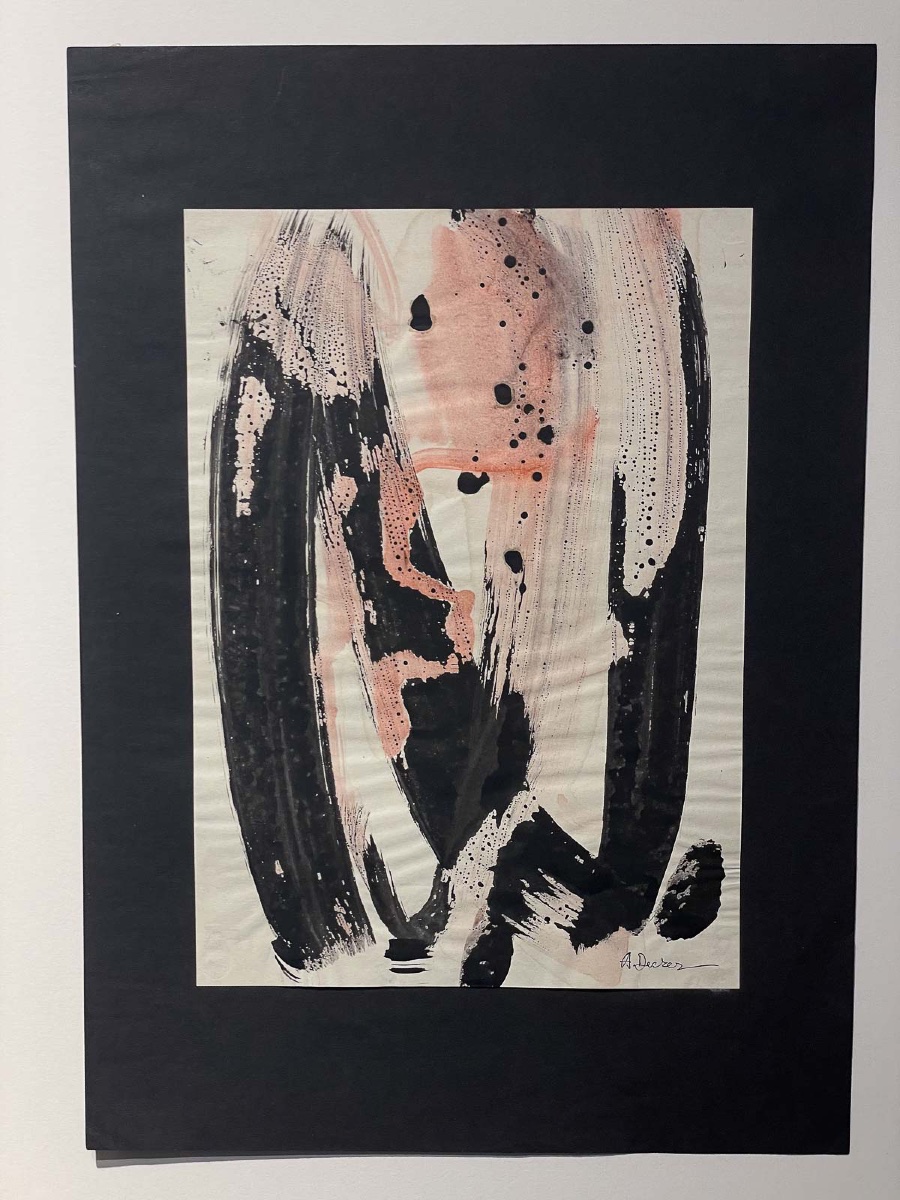 Anja Decker (1908-1995), composizione astratta su carta, Informale tedesco, circa 1950-1965  -photo-2