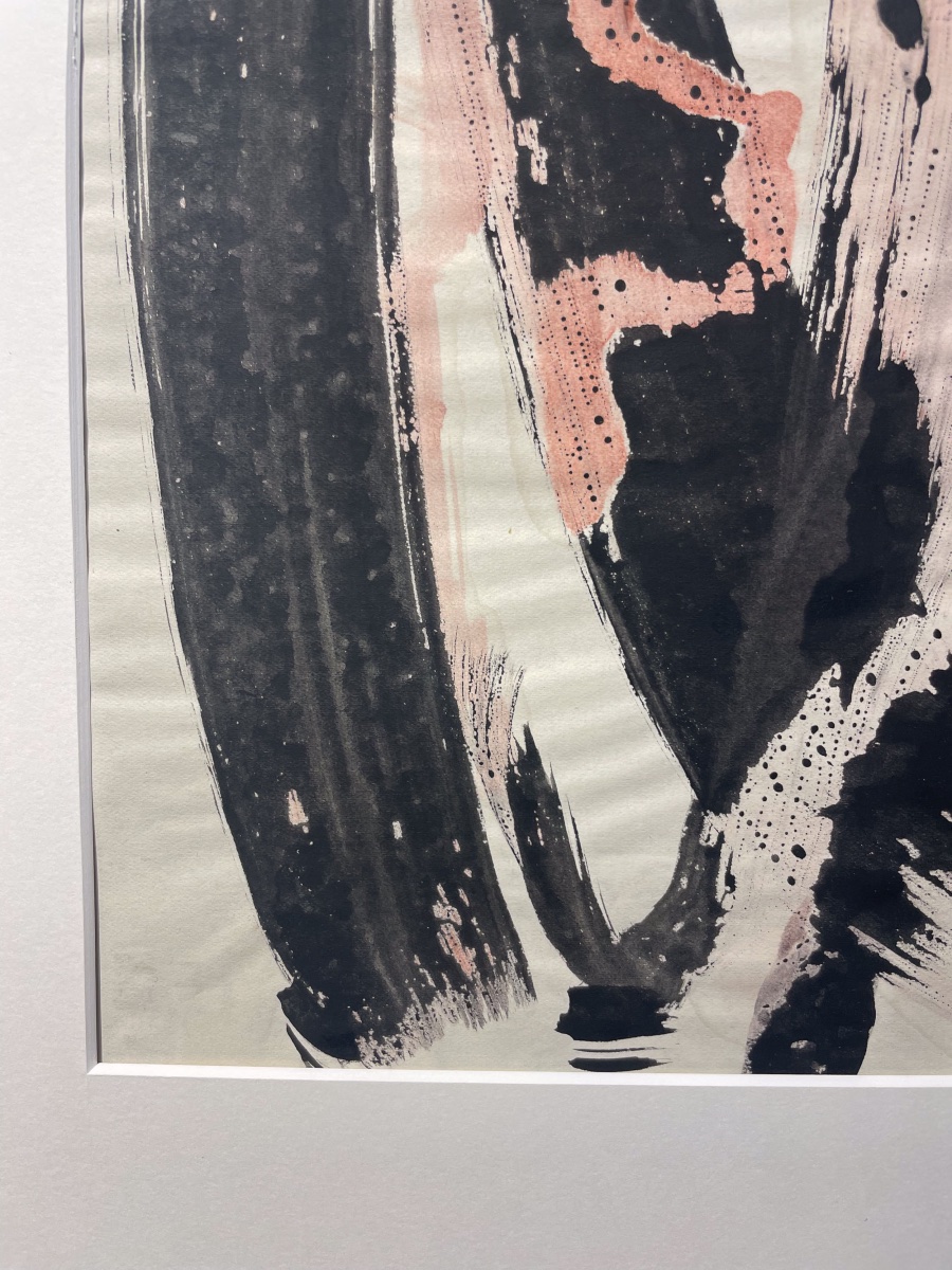 Anja Decker (1908-1995), composizione astratta su carta, Informale tedesco, circa 1950-1965  -photo-1